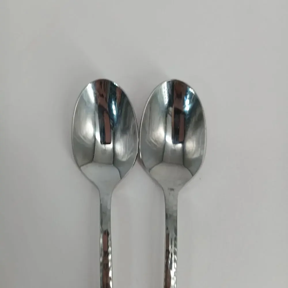 2X LH Tsp Reed and Barton OLDE ENGLISH HAMMERED Stainless Long Tea Malt Spoons
